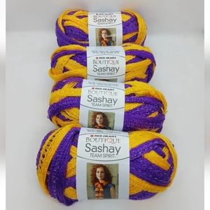 Red Heart Boutique Sashay Team Spirit Purple Gold Yarn Lot of 4 LSU Colors